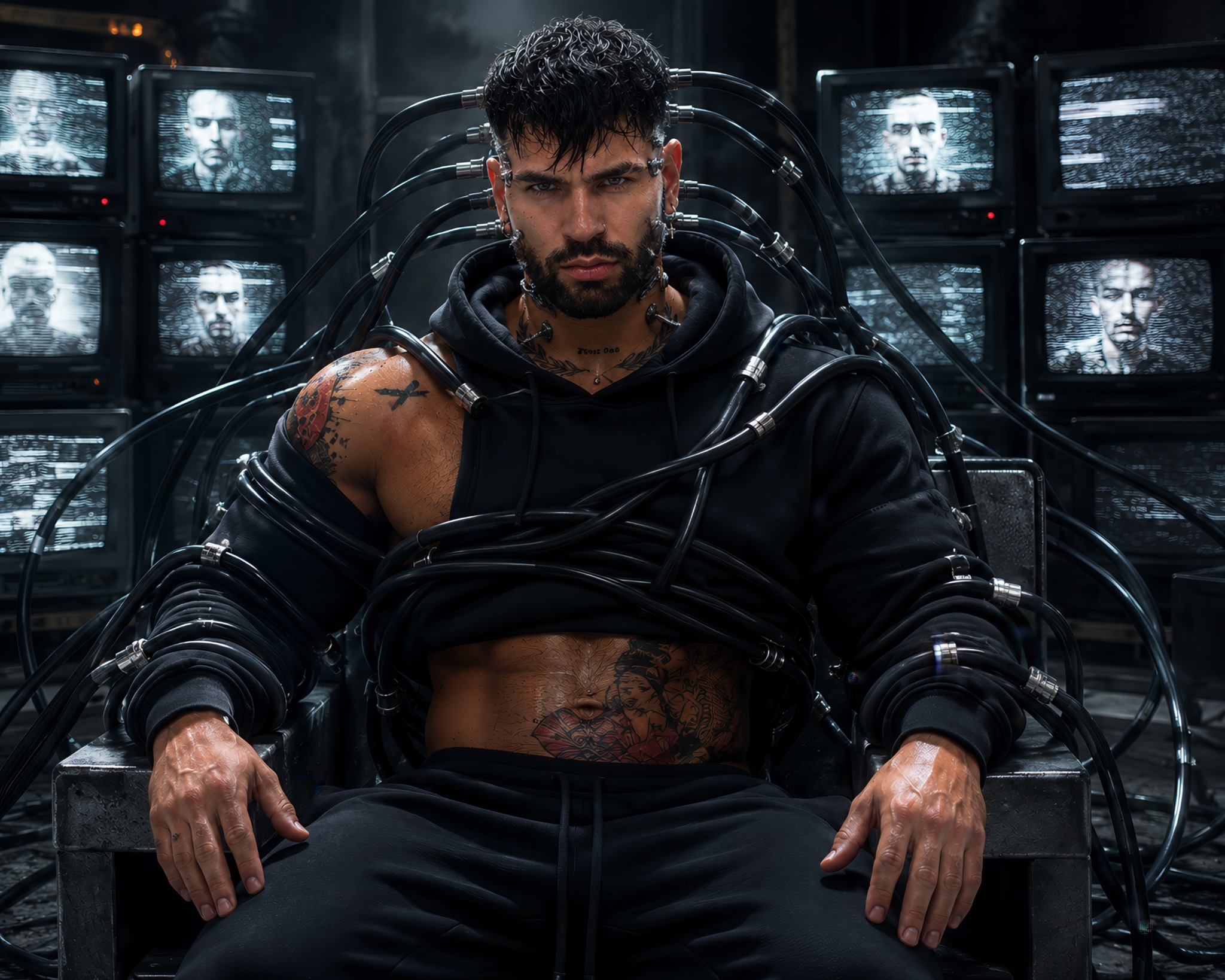 Cinematic seated portrait of DJ Adriano Dolce